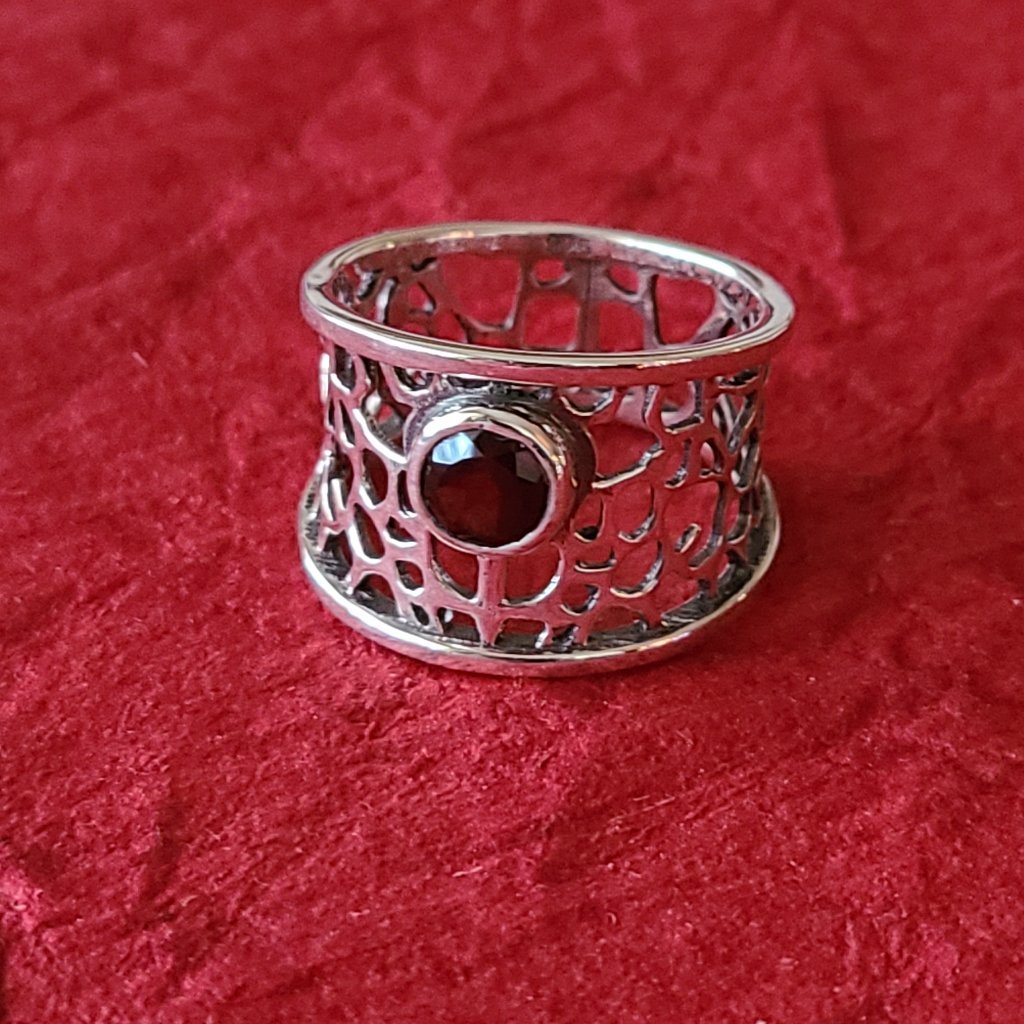 Garnet Ring Size 8 Sterling Silver-Genuine Garnet Ring Size 8 -Silver Ring 24$